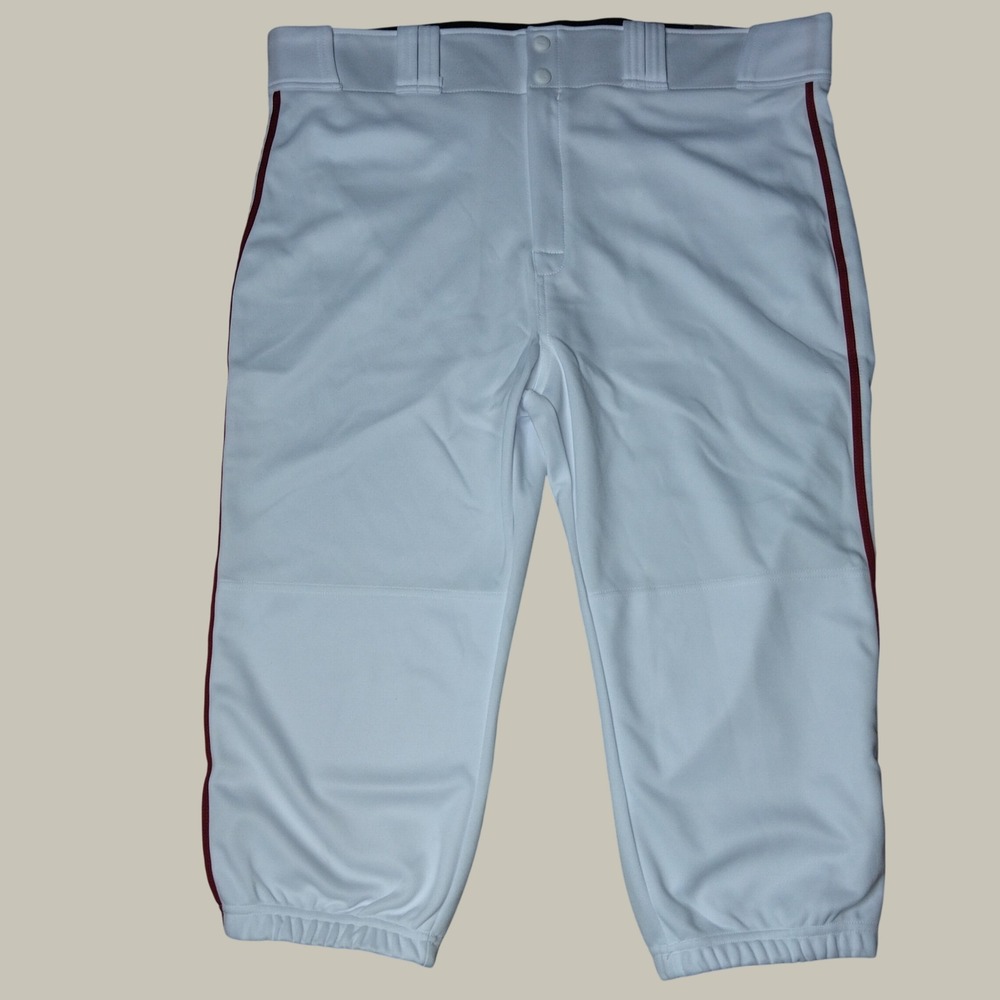 Easton Rival+ Piped Knicker Baseball Pants Mens XXL White Maroon Red A167162